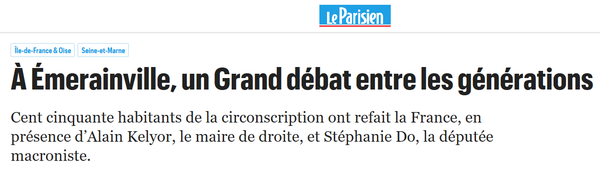 Le Grand Débat National à Emerainville le jeudi 31 janvier !