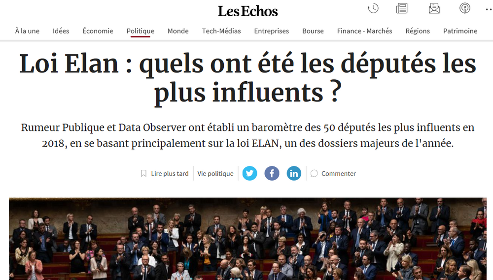 6ème parmi les députés les plus influents de 2018 !
