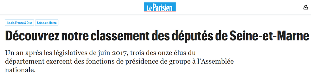 Bilan de la première année : 2ème au classement des députés de Seine-et-Marne !