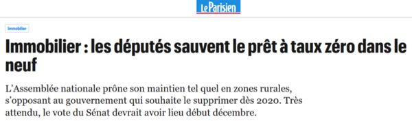 Les députés sauvent le prêt à taux zéro dans le neuf
