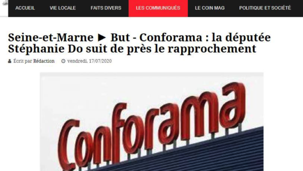 Suite du cas Conforama dans notre circonscription : garantie de l’Etat pour deux prêts