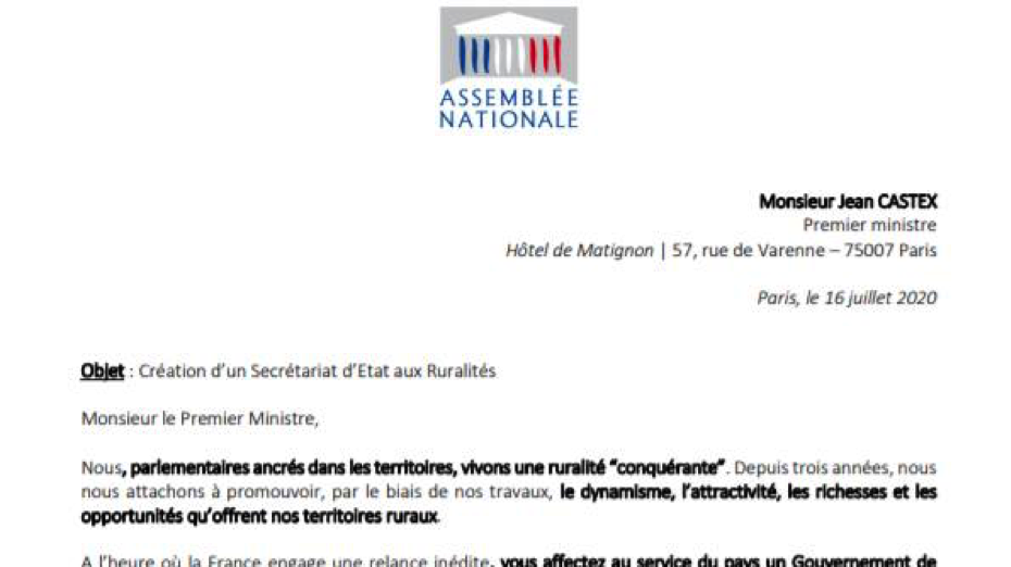 J’avais soutenu la création d’un Secrétariat d’Etat chargé de la ruralité