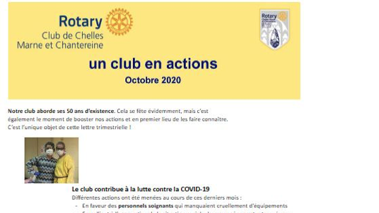 Invitation à la réunion plénière du Rotary Club de Chelles