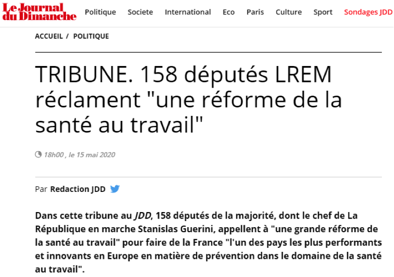 Tribune appelant à une réforme de la santé au travail