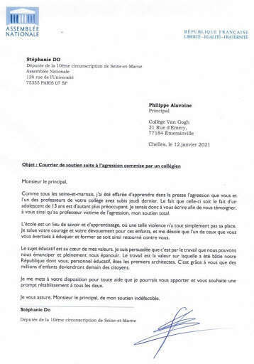 Ma réaction suite à l’agression au collège Van Gogh à Emerainville