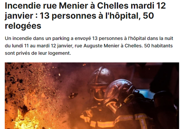 Incendie rue Menier à Chelles : mon soutien aux victimes