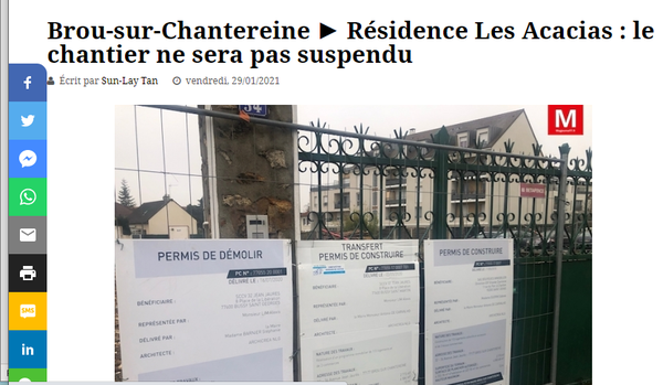 Le projet immobilier « Les Acacias » à Brou-sur-Chantereine - l’article du Magjournal sur le sujet