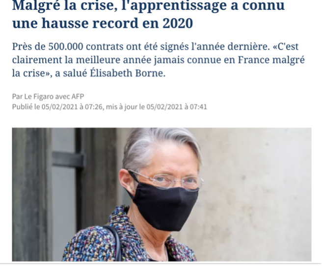 Apprentissage : un nouveau record historique en 2020 !
