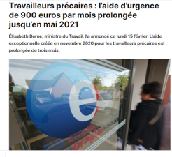 Travailleurs précaires : prolongation de l’aide d’urgence jusqu’en mai 2021