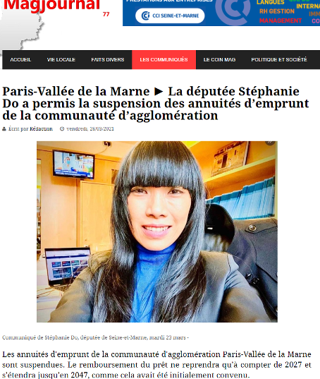 Mon soutien apporté au dossier demande de rééchelonnement de l’emprunt de la Communauté d’Agglomération Paris-Vallée de la Marne (PVM) d'un montant de 29 251 551, 39 euros