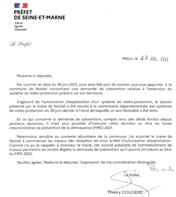 Le Préfet valide l’extension du système de vidéo-protection pour la ville de Noisiel !