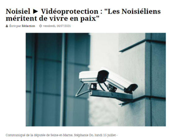 Le Préfet valide l’extension du système de vidéoprotection pour la ville de Noisiel !
