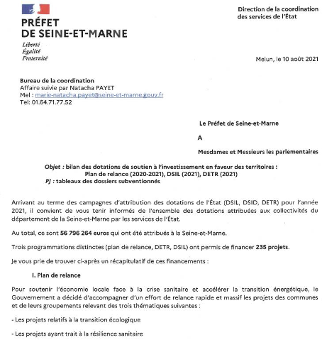Les résultats du Plan relance 2020-2021 en Seine et Marne !