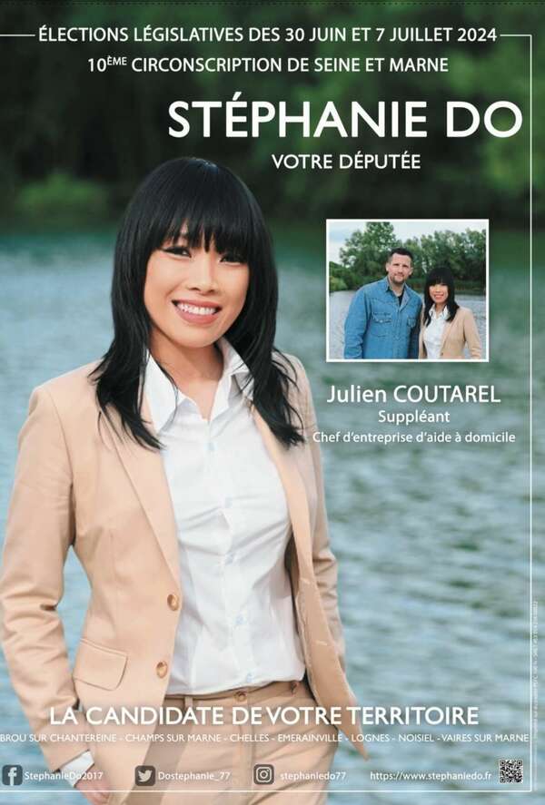 Elections législatives des 30 juin et 7 juillet 2024 : Affiche officielle collée dans notre circonscription