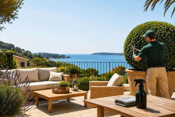 Jardin, terrasse, mobilier : comment la conciergerie entretient les extérieurs de votre villa entre chaque séjour