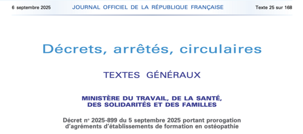 Les agréments des établissements de formation en ostéopathie sont prorogés jusqu’en 2028