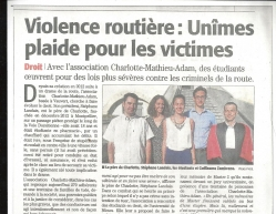 VIOLENCE ROUTIERE : Unîmes plaide pour les victimes