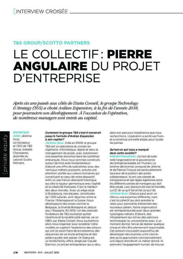 Le collectif – Pierre angulaire du projet d’entreprise – IC et Jérémie Huss, T&S – NextStep juillet 2019