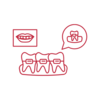 Orthodontie linguale : brackets posés sur la face interne des dents, pictogramme