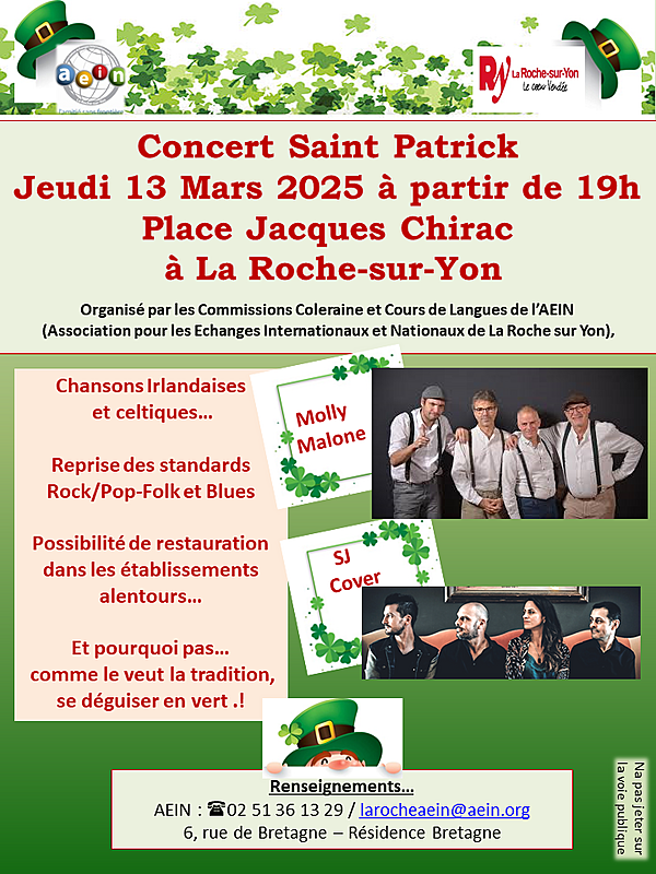 Soirée Saint-Patrick du 13 mars 2025