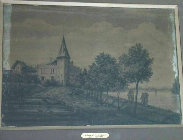 Château Gueyrosse fusain 19éme siècle