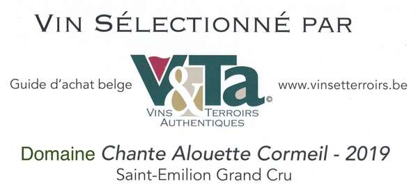 dégustation Domaine Chante Alouette Cormeil 2019