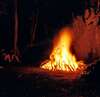 Grand feu de joie illuminant une nuit en plein air