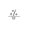 Follicule pileux avec étoiles symbolisant brillance cheveux