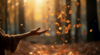 main tendue vers des feuilles mortes