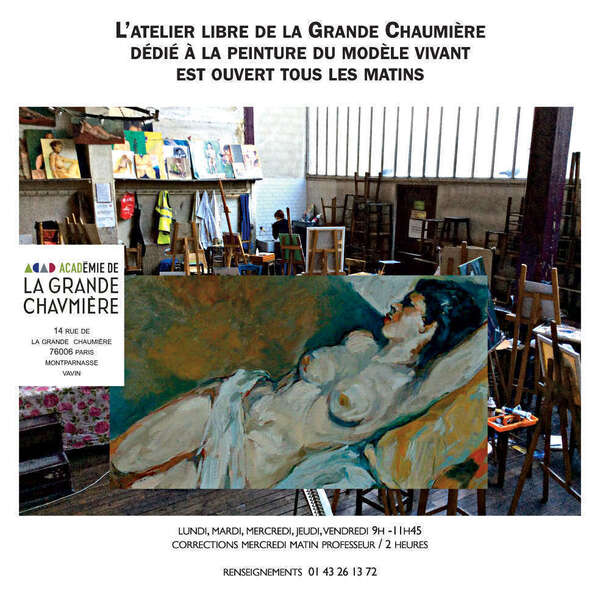 L'atelier libre dédié à la peinture d'après modèle vivant de la Grande Chaumière est ouvert tous les matins.
