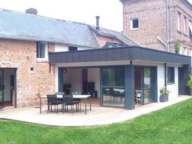 agrandissement contemporain véranda noir