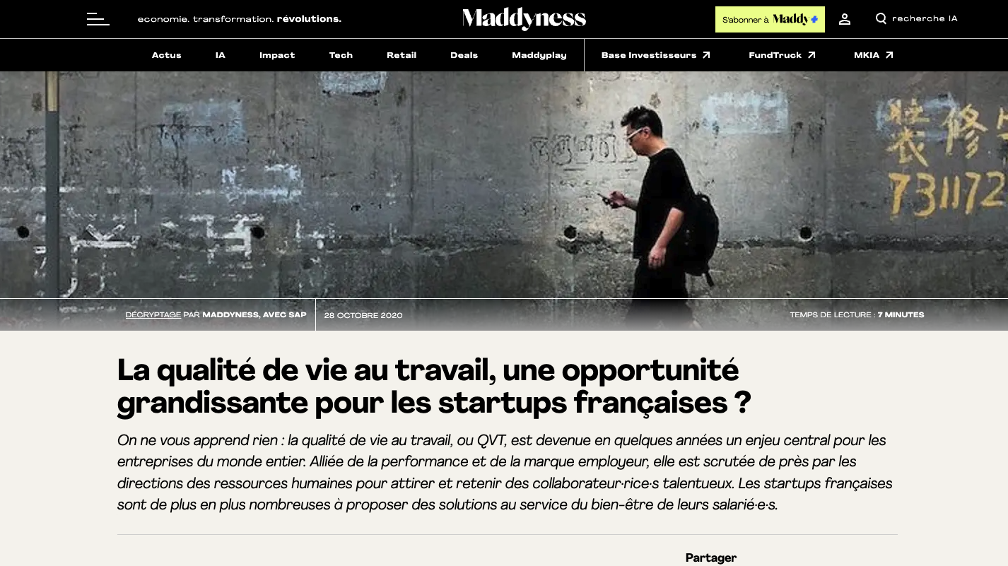 La qualité de vie au travail, une opportunité grandissante pour les startups françaises ?