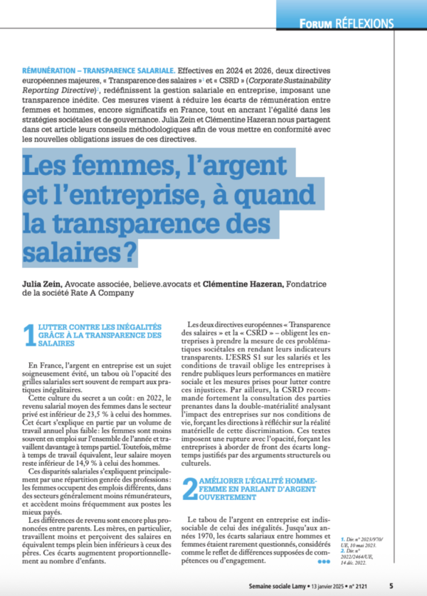 Les femmes, l’argent et l’entreprise, à quand la transparence des salaires?