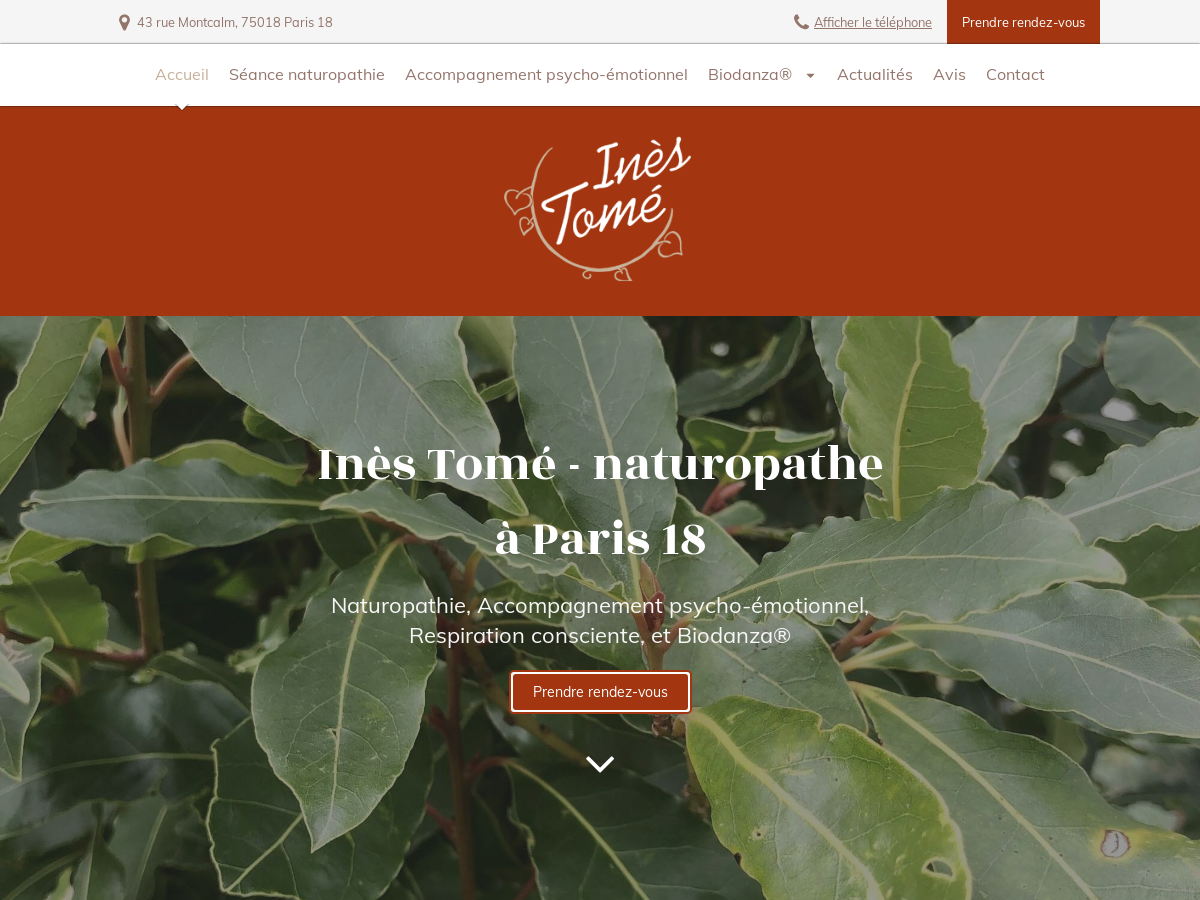 Exemple de site internet de Naturopathie à Paris 18