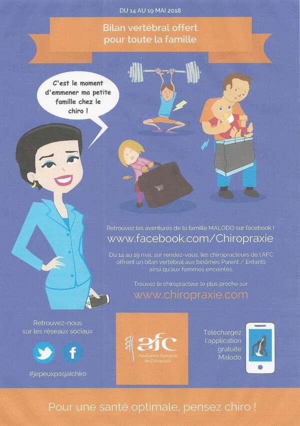 La semaine de la chiropraxie familiale du 14 au 19 mai 2018