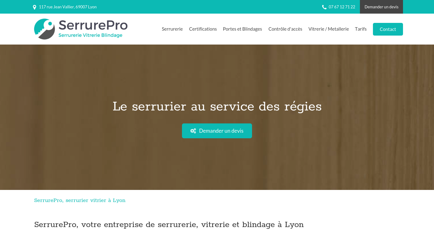 Exemple de site internet de Serrurerie à Lyon