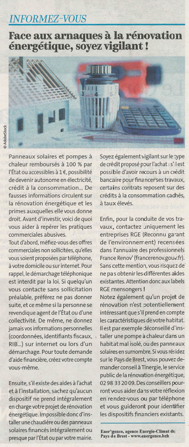 Attention aux arnaques dans le Finistère !