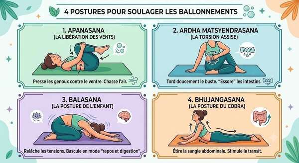 Ventre gonflé ? 4 postures magiques pour soulager les ballonnements !