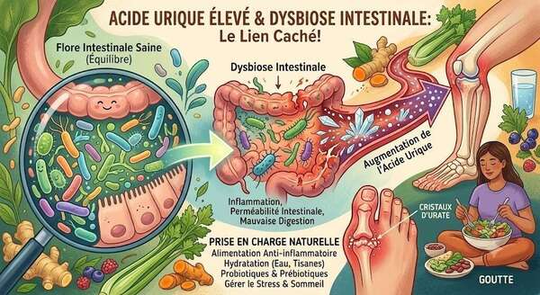 Acide urique élevé et microbiote : le lien secret de la dysbiose intestinale