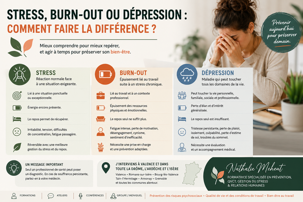 Stress, burn-out ou dépression : comment faire la différence à Valence, en Drôme, Ardèche et Isère ?