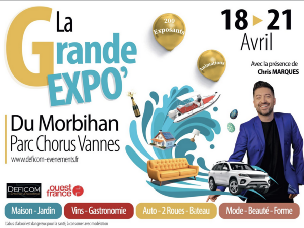 Vous faites quoi le weekend de Pâques ? Venez donc nous rendre visite à Vannes : nous participons à la première édition de "la Grande Expo du Morbihan" qui se déroule au Chorus du 18 au 21 avril