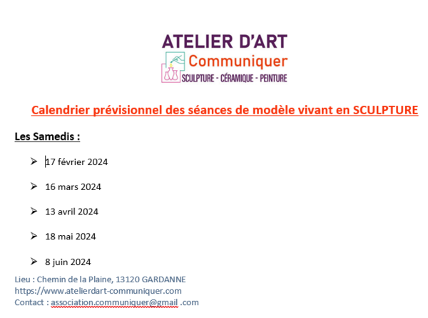 Séances modèle vivant sculpture