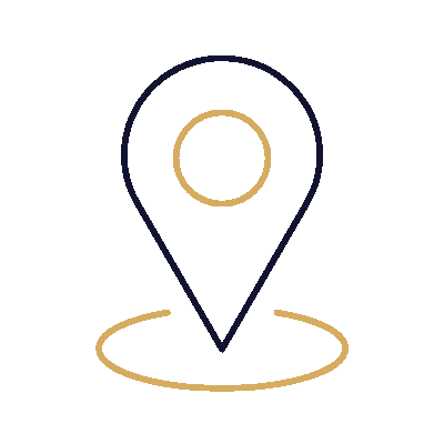 Wired outline 53 location pin on round map hover jump  7 