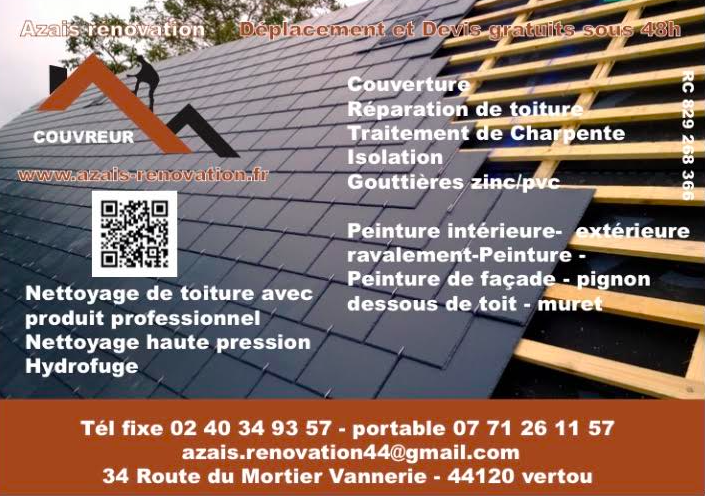 carte de visite Couvreur AZ pro rénovation vertou 44120