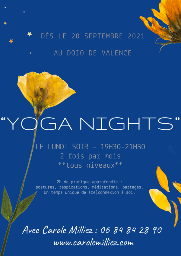 Les cours de yoga à Valence ont commencé ! Vivent les YOGA NIGHTS...