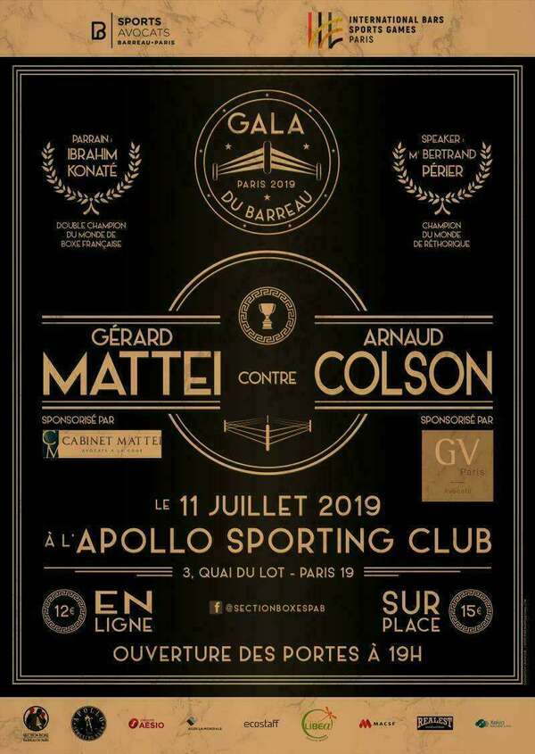 O GV Paris Avocats patrocinou o Paris Bar Boxing Gala 2019