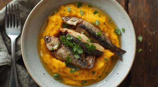 Sardines en boîte et purée de butternut