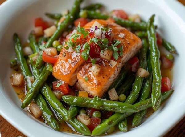Ceviche de saumon & haricots verts