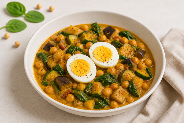Curry de légumes avec oeufs