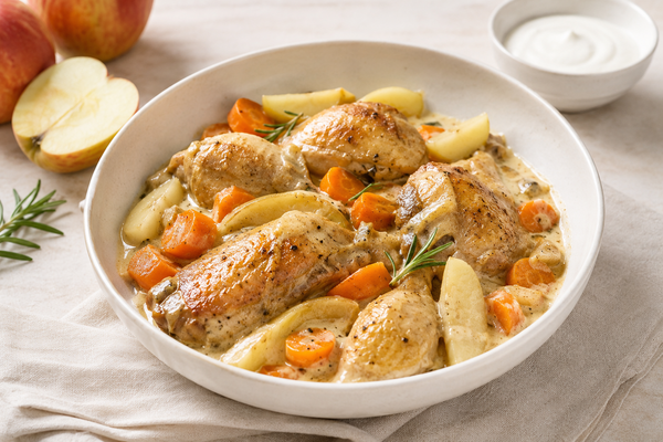 Poulet braisé au cidre